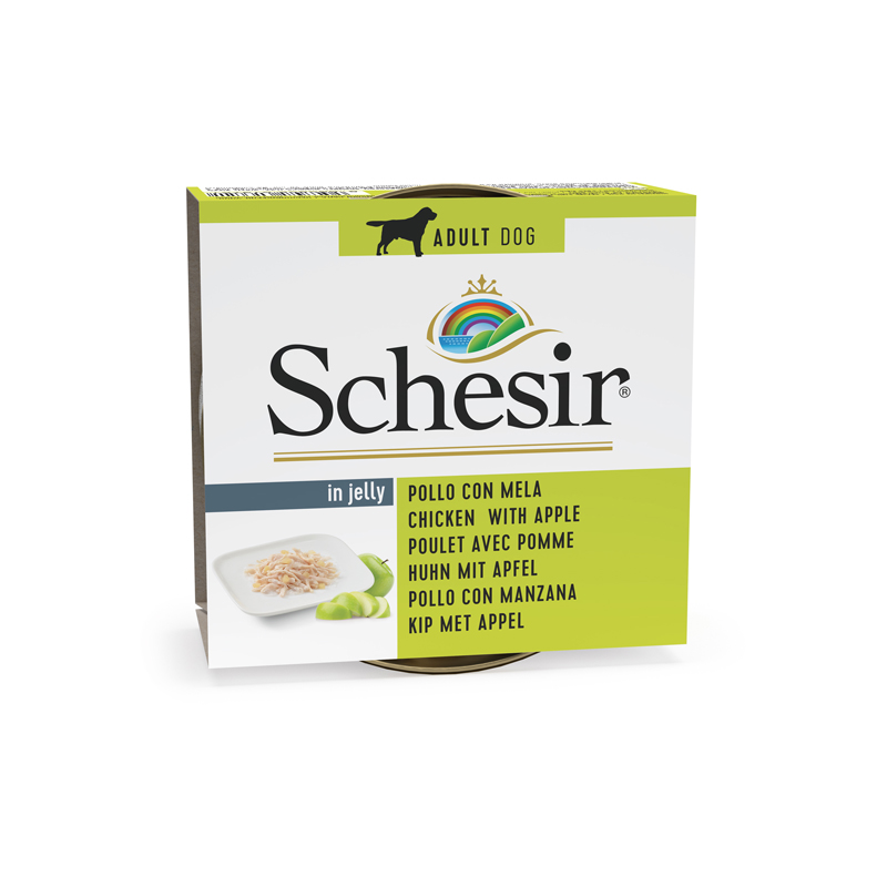 Schesir latas de comida húmeda para perros de Pollo con Manzana 150 gr