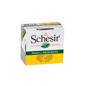 Schesir latas de comida húmeda para perros de Pollo con Jamón 150 gr