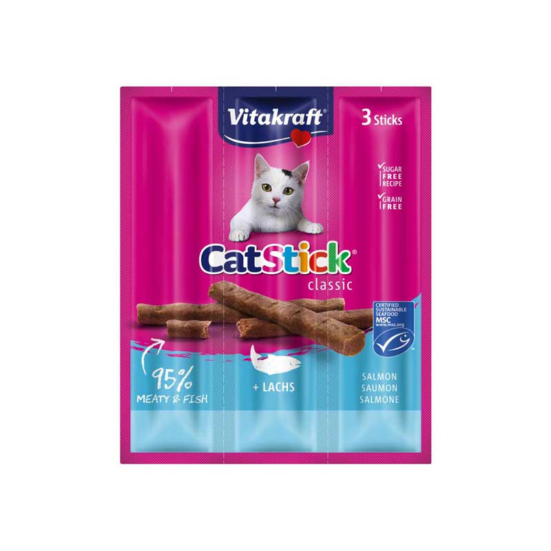 Barritas tiernas para gato Vitakraft cat stick salmón-trucha 3uds.