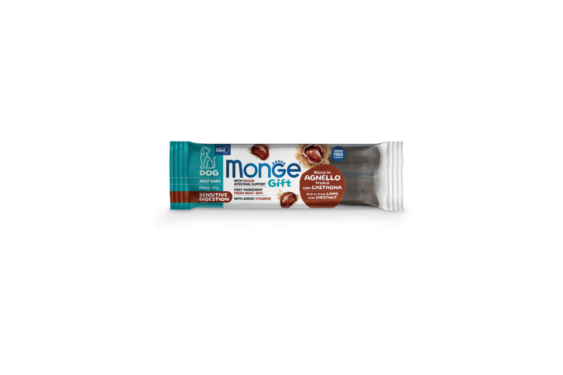 Monge Gift Meat Bars Sensitive Digestion Cordero y Castañas 40gr - Imagen 3