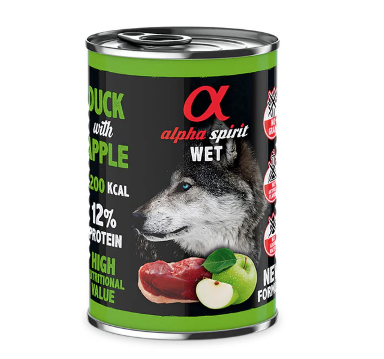 Alpha Spirit WET Dog Pato con manzana 400gr