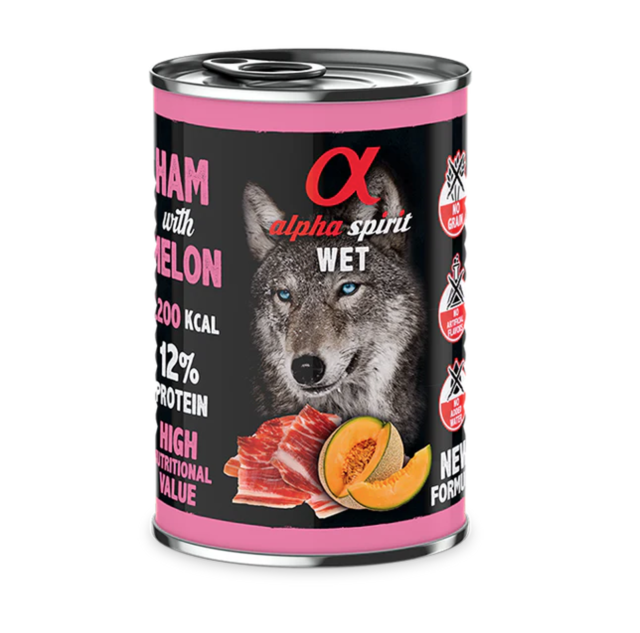 Alpha Spirit WET Dog Jamón con melón 400gr