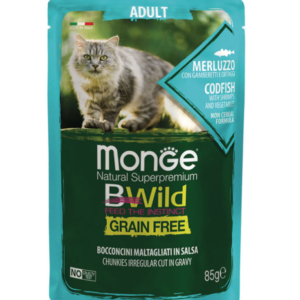 Monge BWild Cat Bacalao con Gambas y verduras 85gr