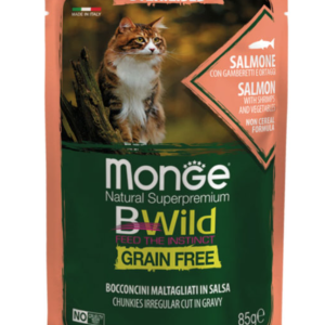 Monge BWild Cat Esterilizado Salmón con Gambas y verduras 85gr