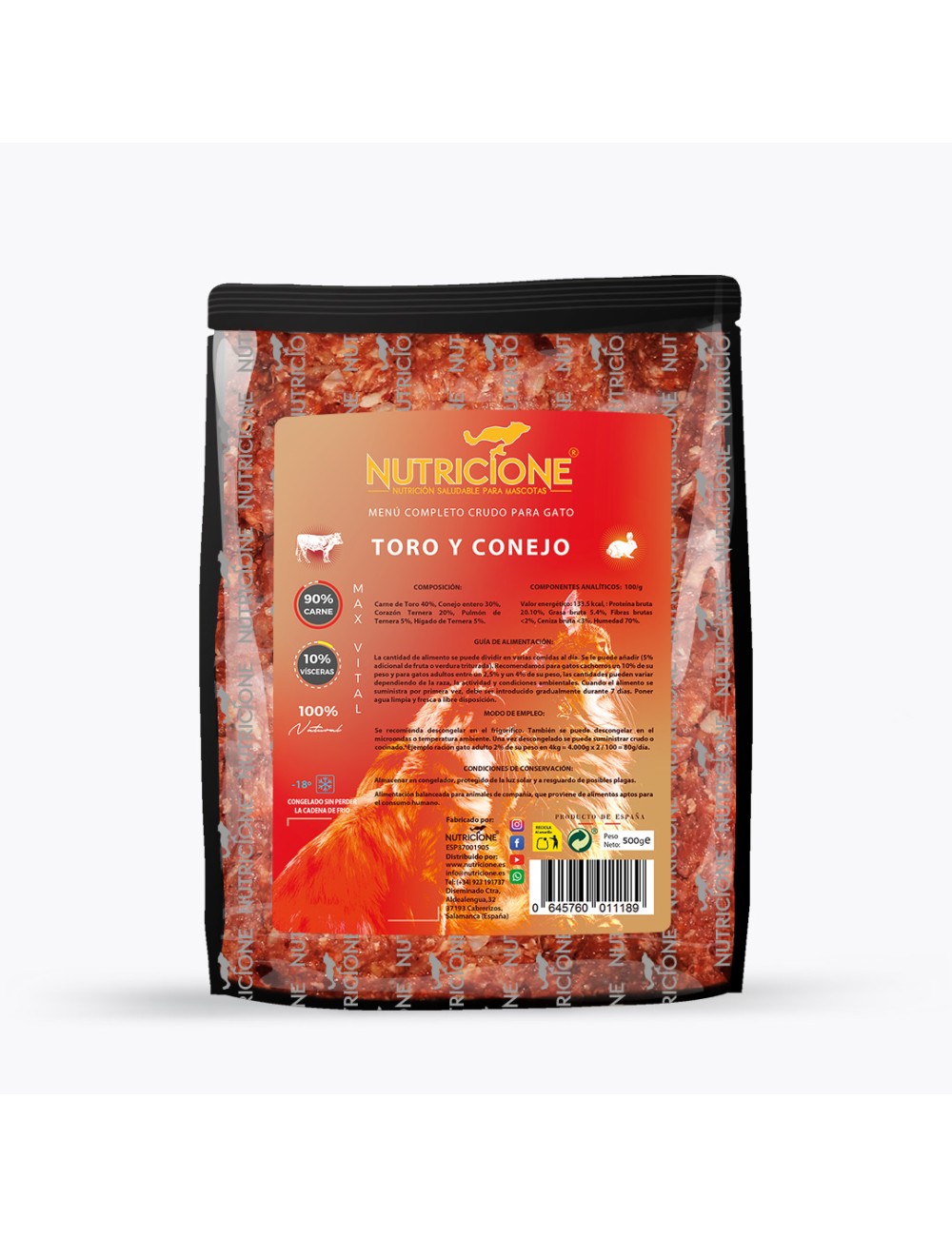 Nutricione Cat Menú Toro y Conejo 500gr